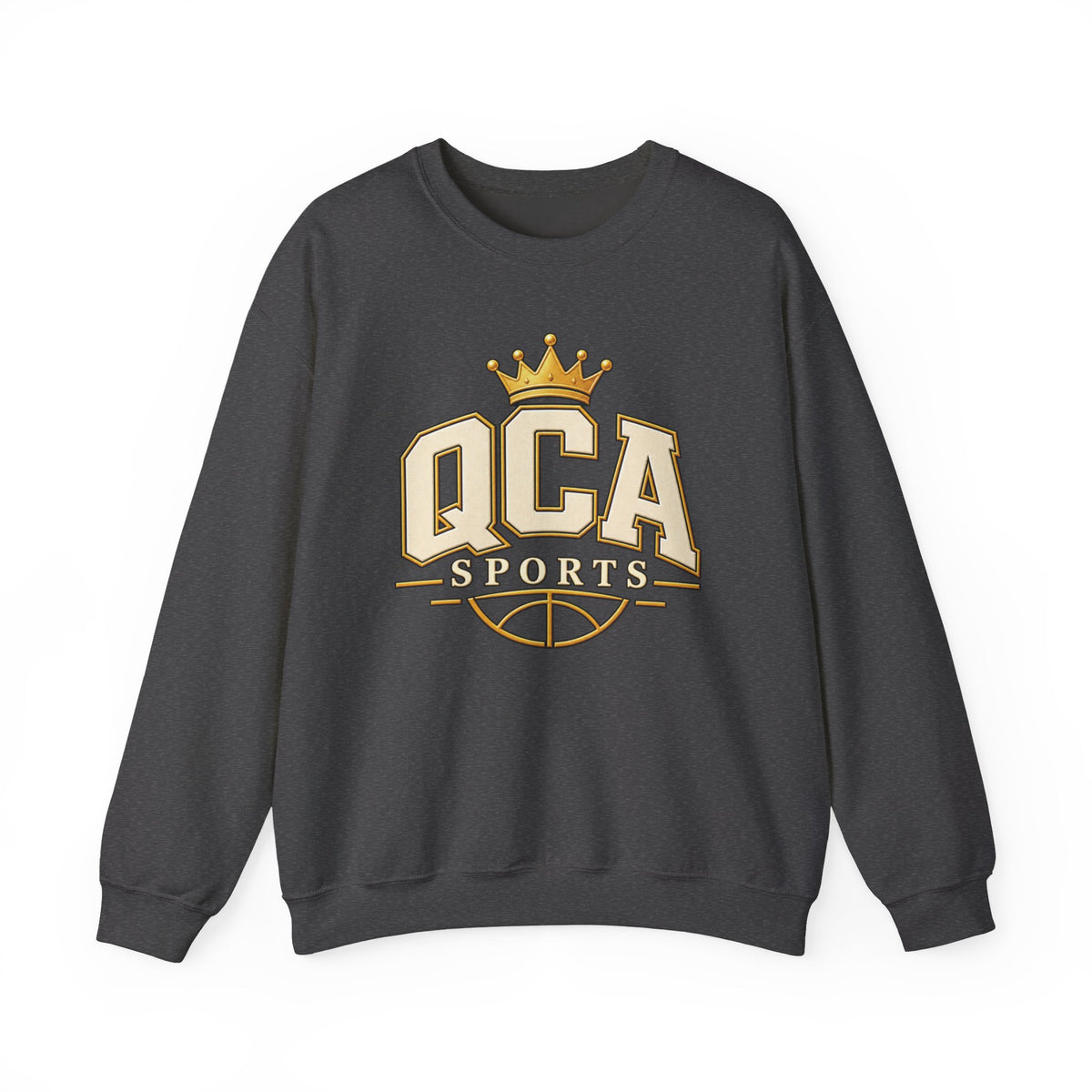 QCA Sports Crewneck Sweatshirt — 'Ques Cap A Lot' Gold Basketball Logo