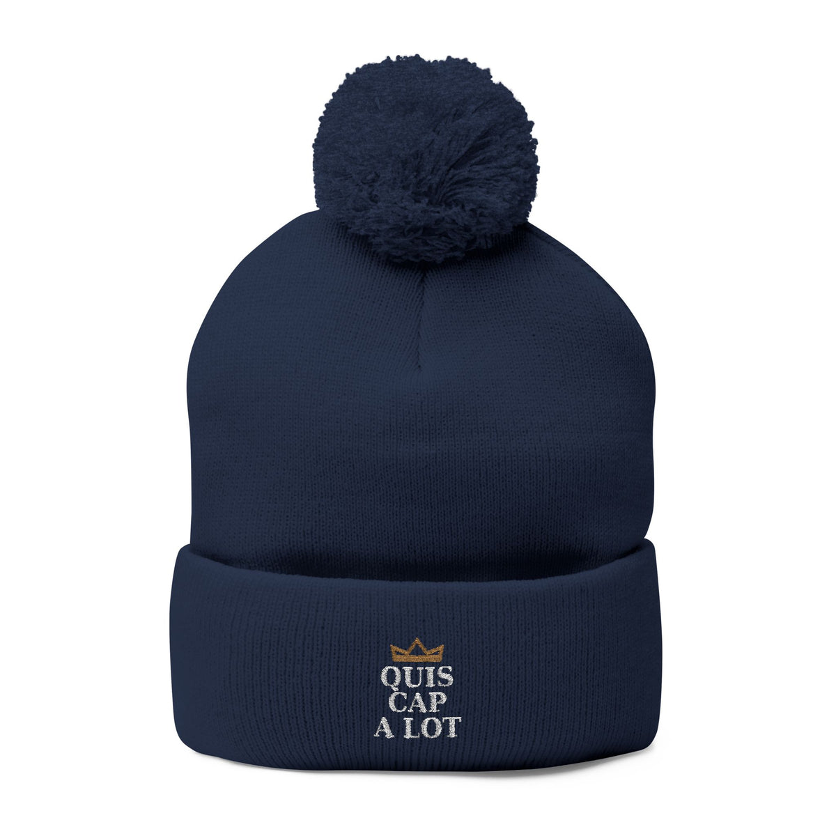 Embroidered Beanie — “Quis Cap A Lot” Crown Design