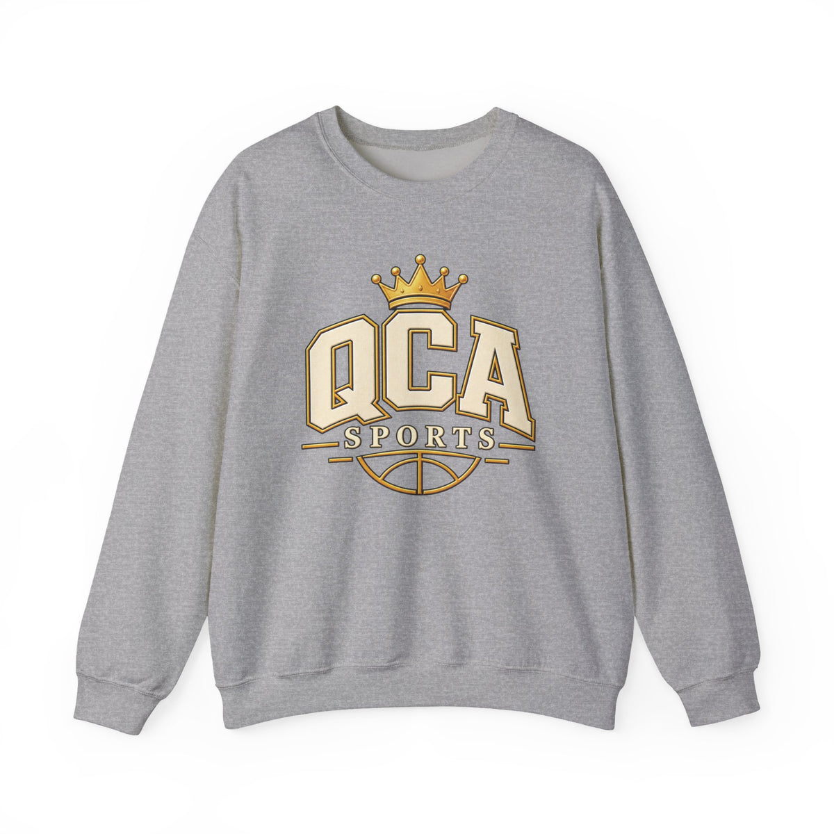 QCA Sports Crewneck Sweatshirt — 'Ques Cap A Lot' Gold Basketball Logo