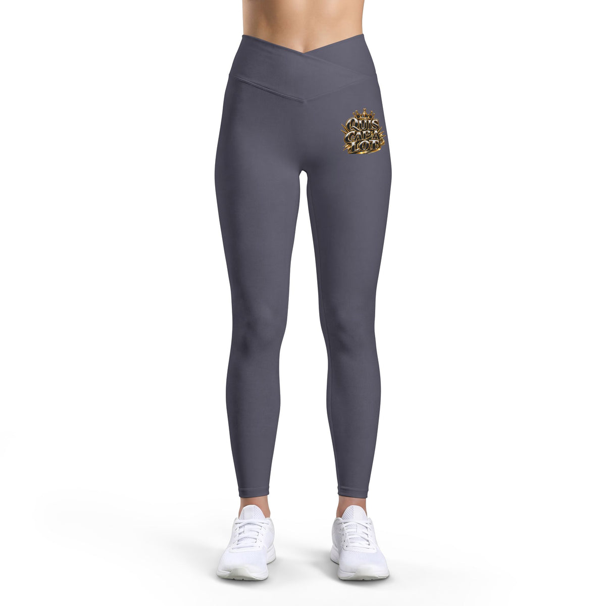 Gold Floral Crest Leggings — Women's Luxe High-Waist Yoga & Fashion Leggings