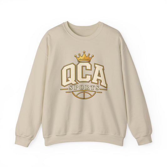 QCA Sports Crewneck Sweatshirt — 'Ques Cap A Lot' Gold Basketball Logo