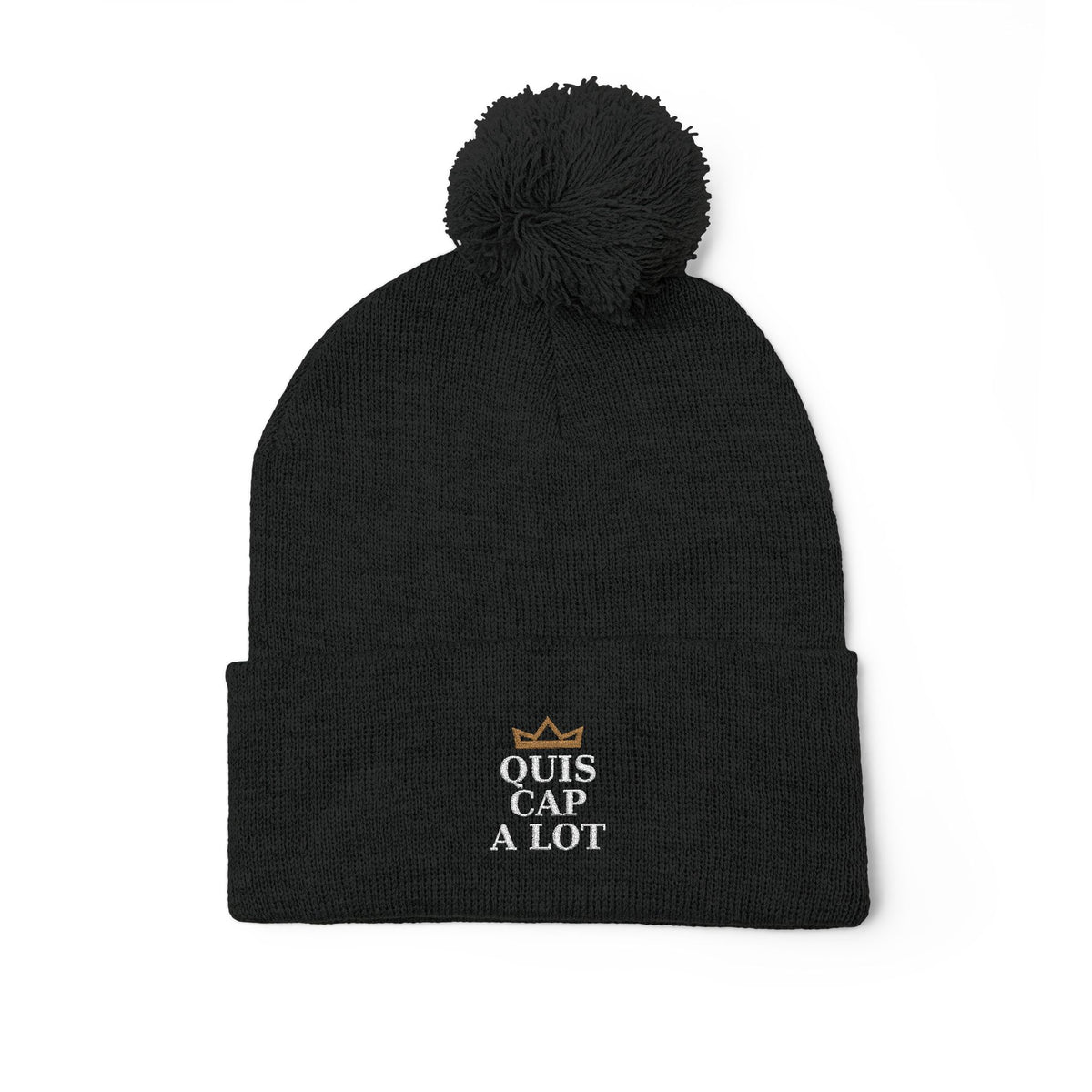 Embroidered Beanie — “Quis Cap A Lot” Crown Design