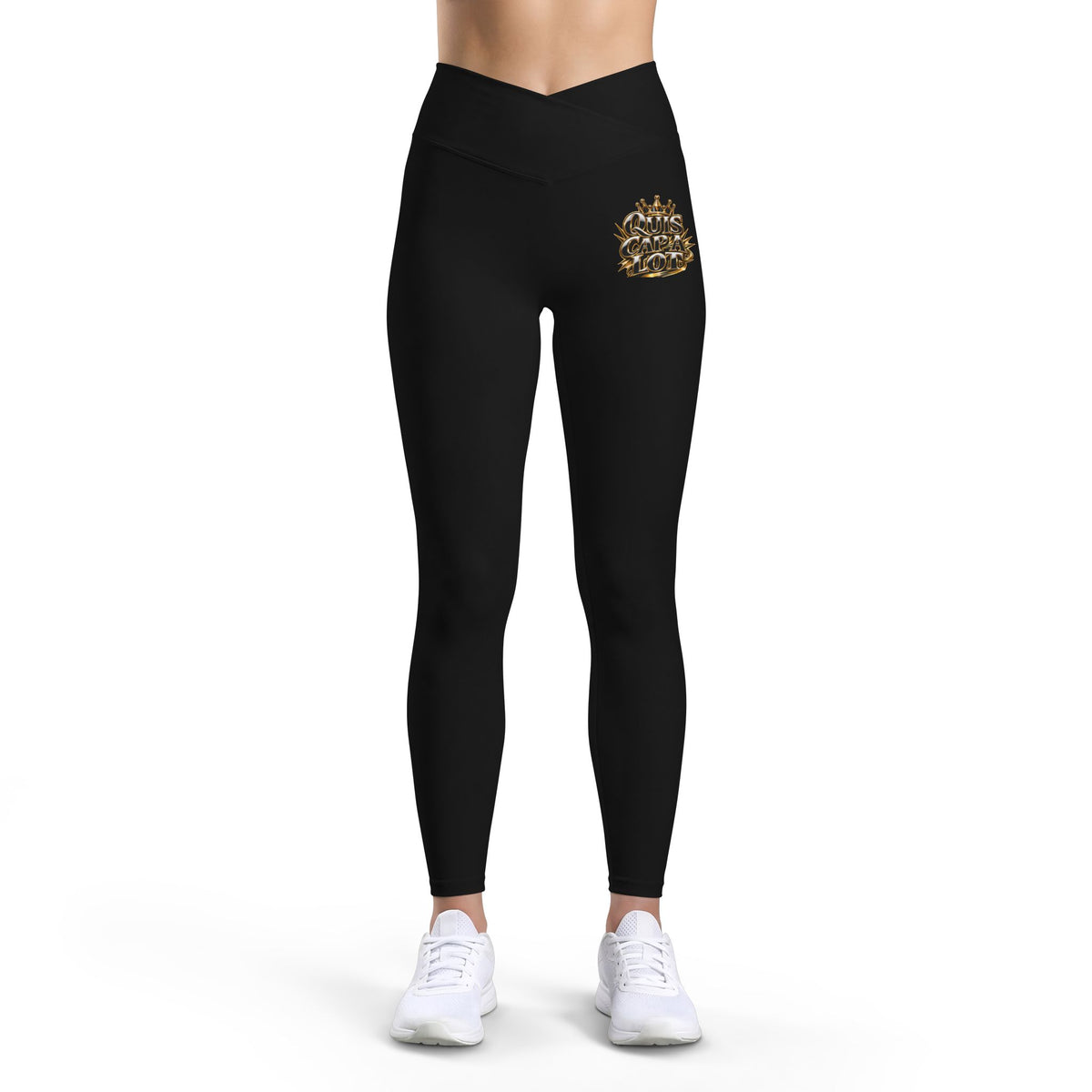 Gold Floral Crest Leggings — Women's Luxe High-Waist Yoga & Fashion Leggings