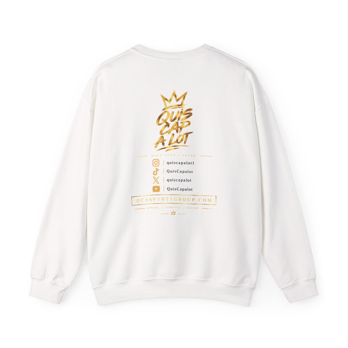 QCA Sports Crewneck Sweatshirt — 'Ques Cap A Lot' Gold Basketball Logo
