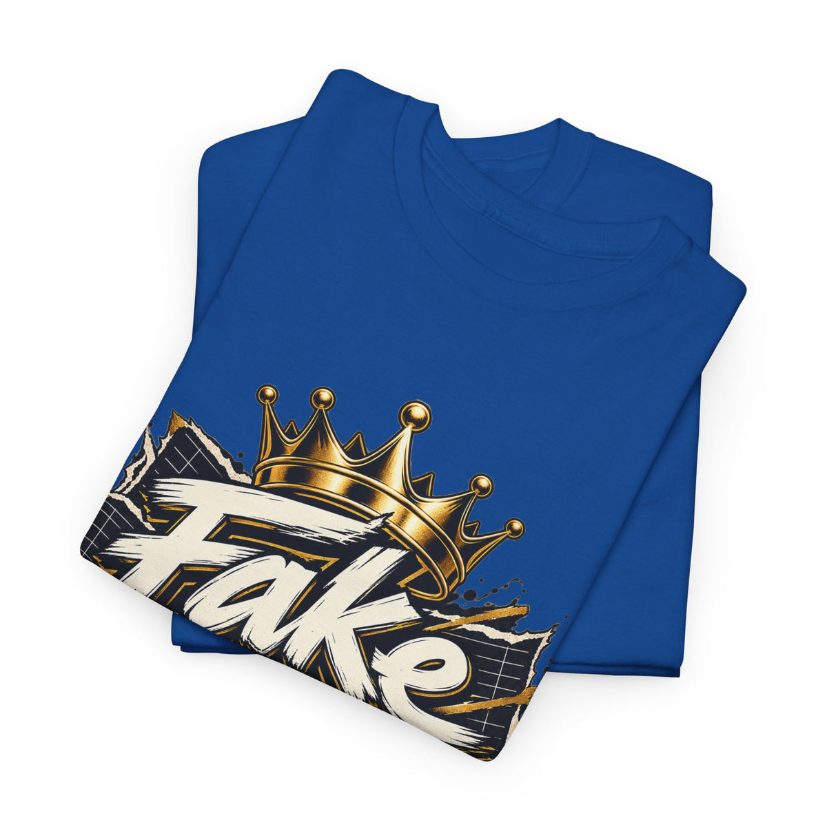 T-Shirt — 'Fake Stats' Gold Crown Graphic Tee (Streetwear, Social Media Creator Merch)