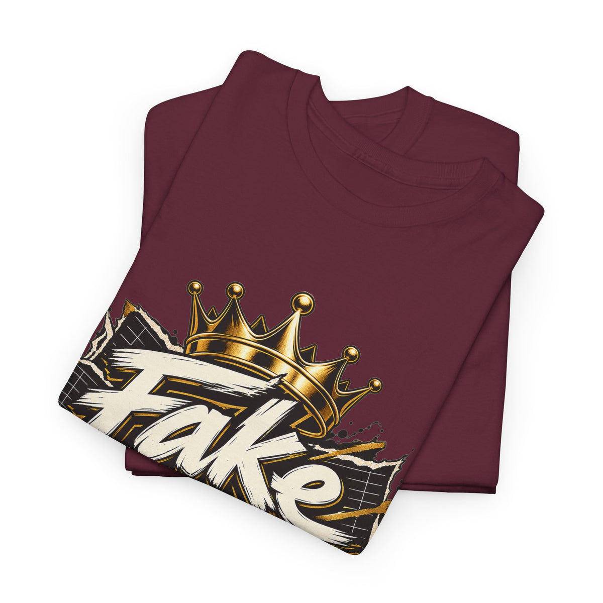 T-Shirt — 'Fake Stats' Gold Crown Graphic Tee (Streetwear, Social Media Creator Merch)