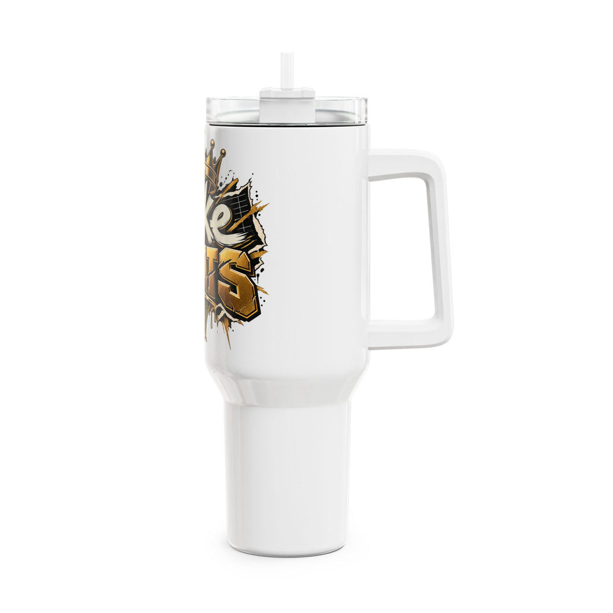 40oz 'Fake Stats' Graphic Tumbler – Insulated Travel Mug with Handle