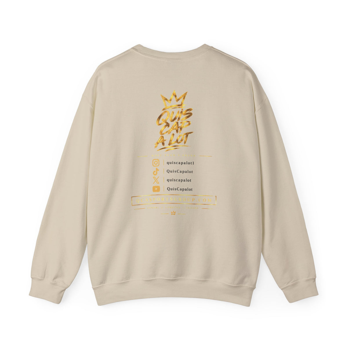 QCA Sports Crewneck Sweatshirt — 'Ques Cap A Lot' Gold Basketball Logo
