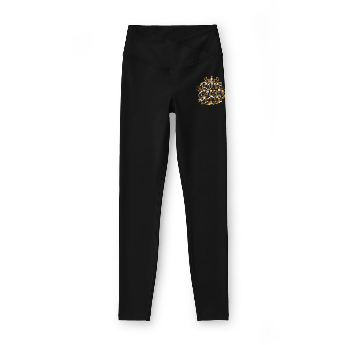 Gold Floral Crest Leggings — Women's Luxe High-Waist Yoga & Fashion Leggings