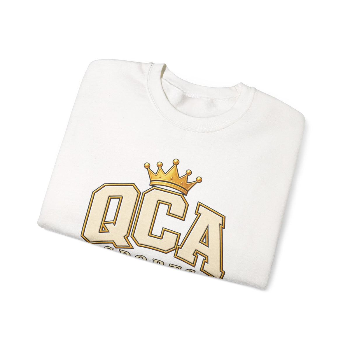 QCA Sports Crewneck Sweatshirt — 'Ques Cap A Lot' Gold Basketball Logo