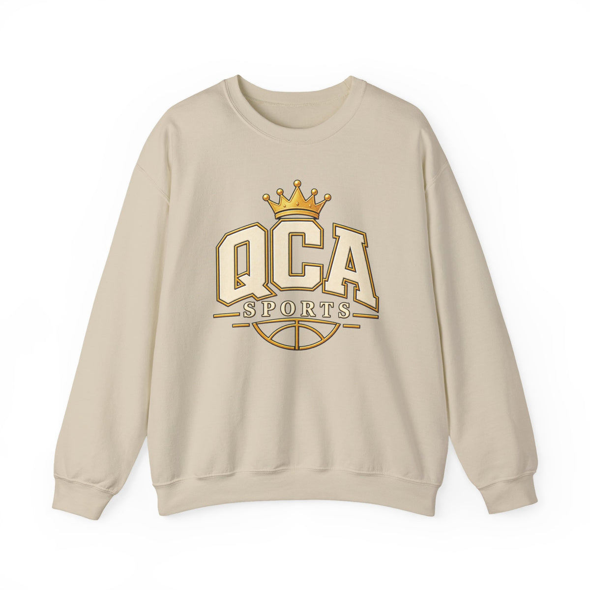 QCA Sports Crewneck Sweatshirt — 'Ques Cap A Lot' Gold Basketball Logo
