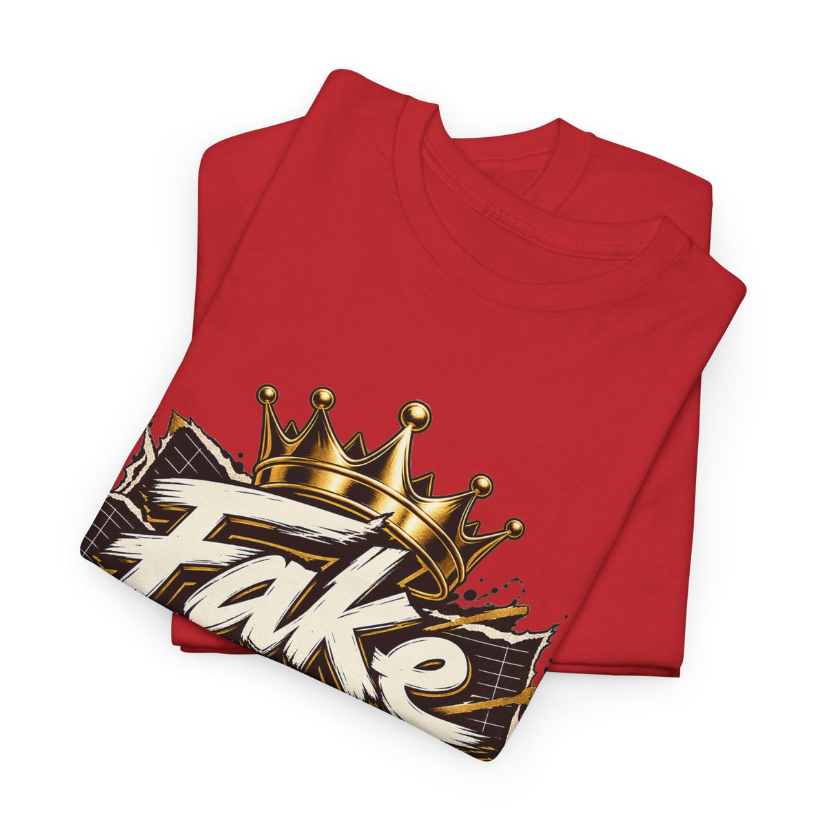 T-Shirt — 'Fake Stats' Gold Crown Graphic Tee (Streetwear, Social Media Creator Merch)