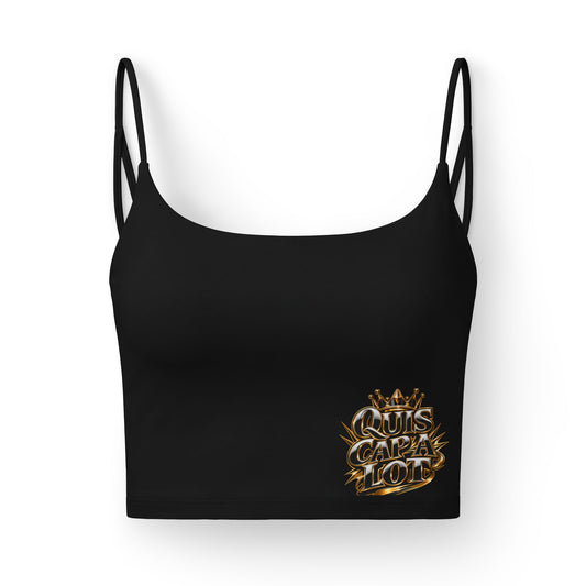 Women's Luxe Bra — 'Ruler's Capital' Gold Logo Crop Top