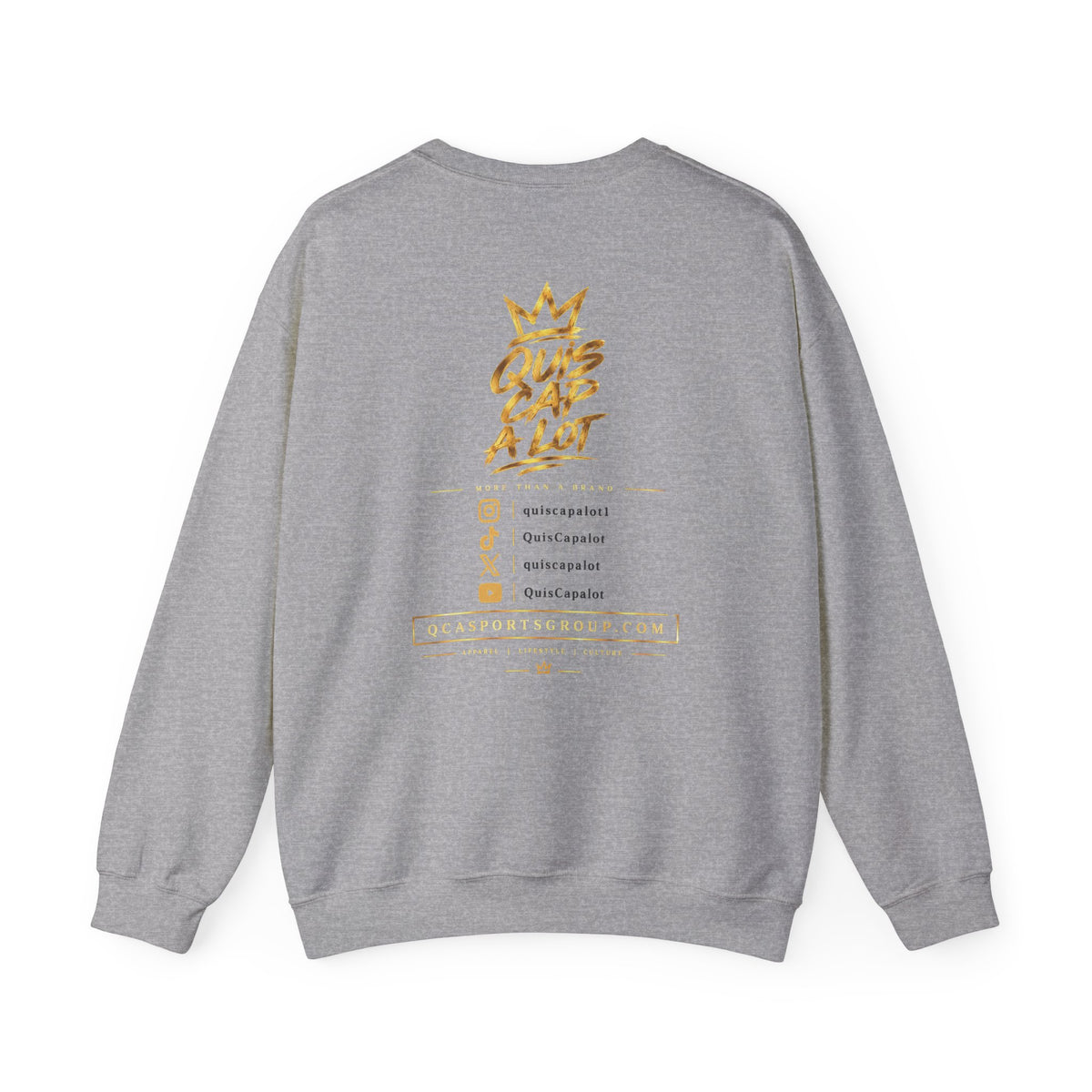 QCA Sports Crewneck Sweatshirt — 'Ques Cap A Lot' Gold Basketball Logo