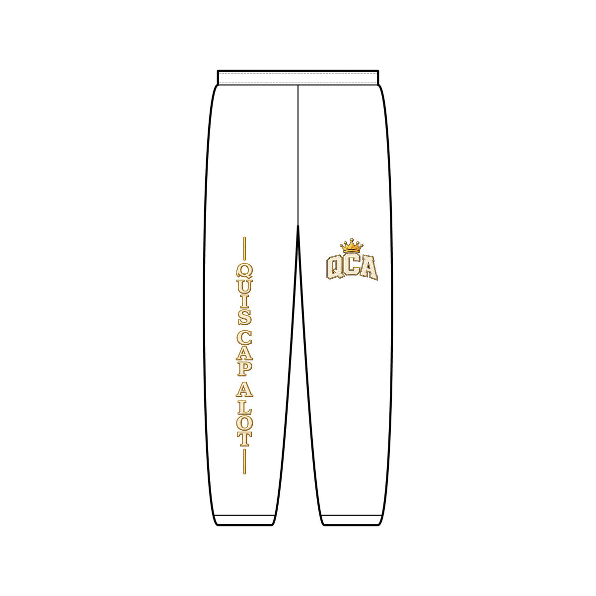 QCA Golden Crest Sweatpants — Quiscapalot Vertical Logo Joggers