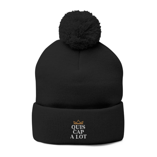 Embroidered Beanie — “Quis Cap A Lot” Crown Design