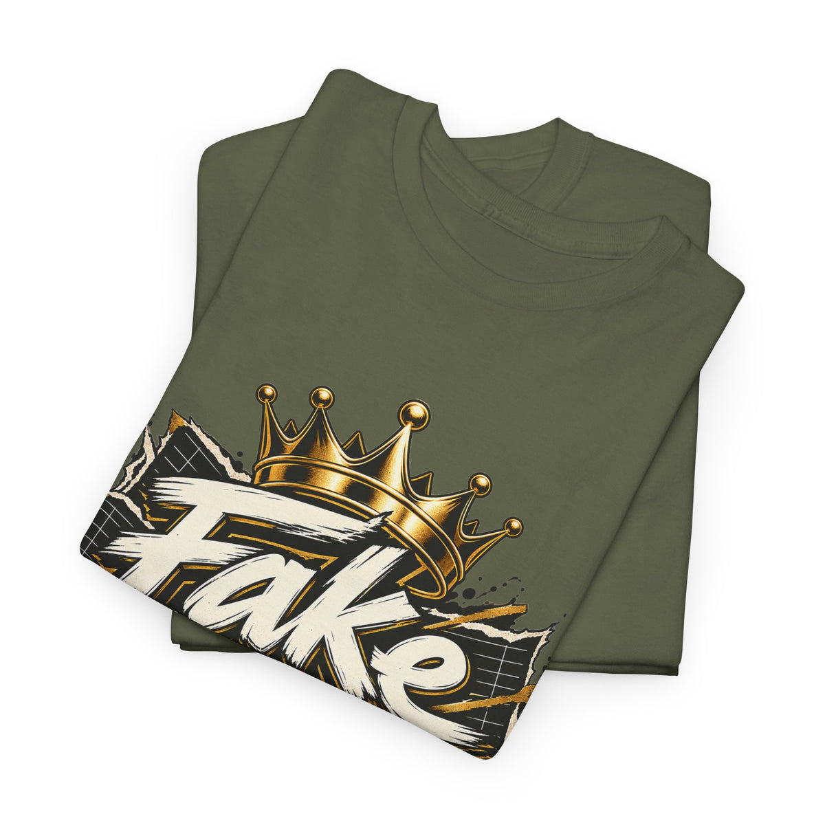 T-Shirt — 'Fake Stats' Gold Crown Graphic Tee (Streetwear, Social Media Creator Merch)