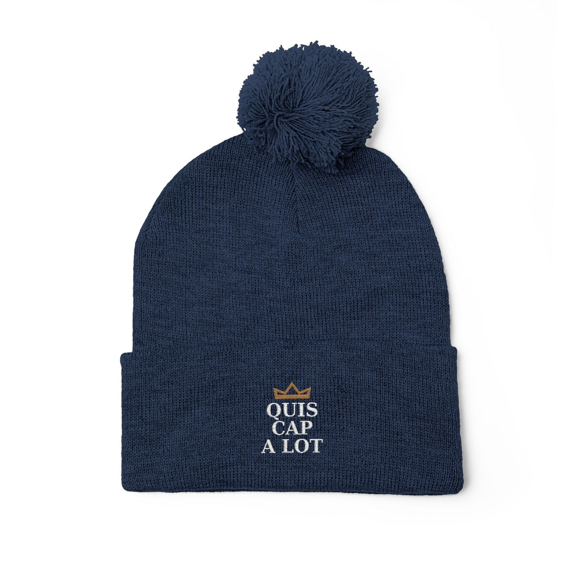 Embroidered Beanie — “Quis Cap A Lot” Crown Design