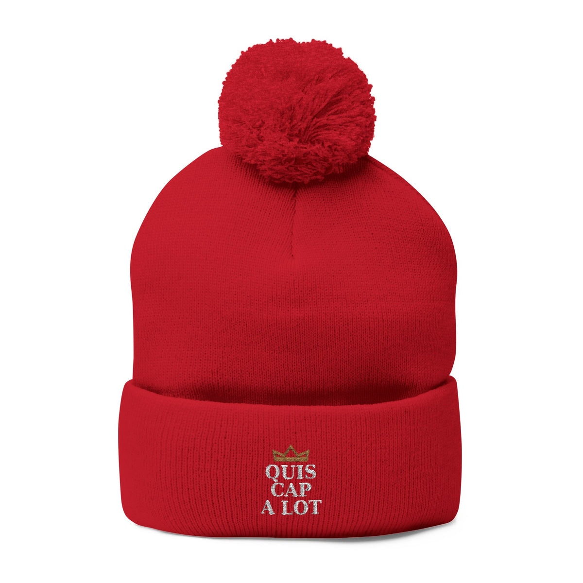 Embroidered Beanie — “Quis Cap A Lot” Crown Design
