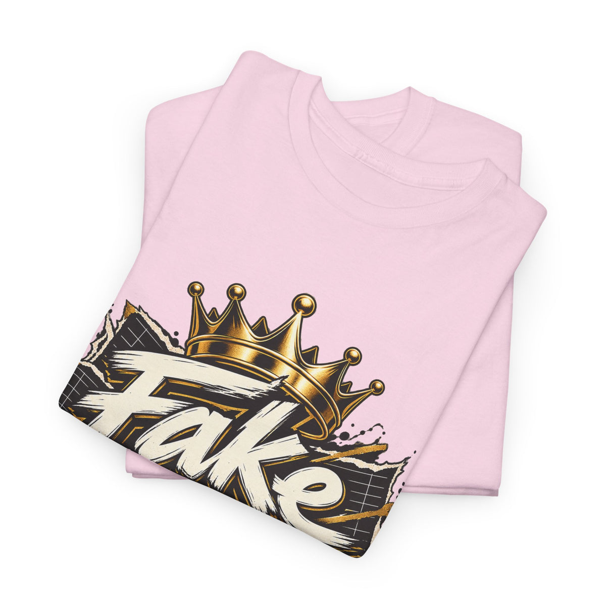 T-Shirt — 'Fake Stats' Gold Crown Graphic Tee (Streetwear, Social Media Creator Merch)