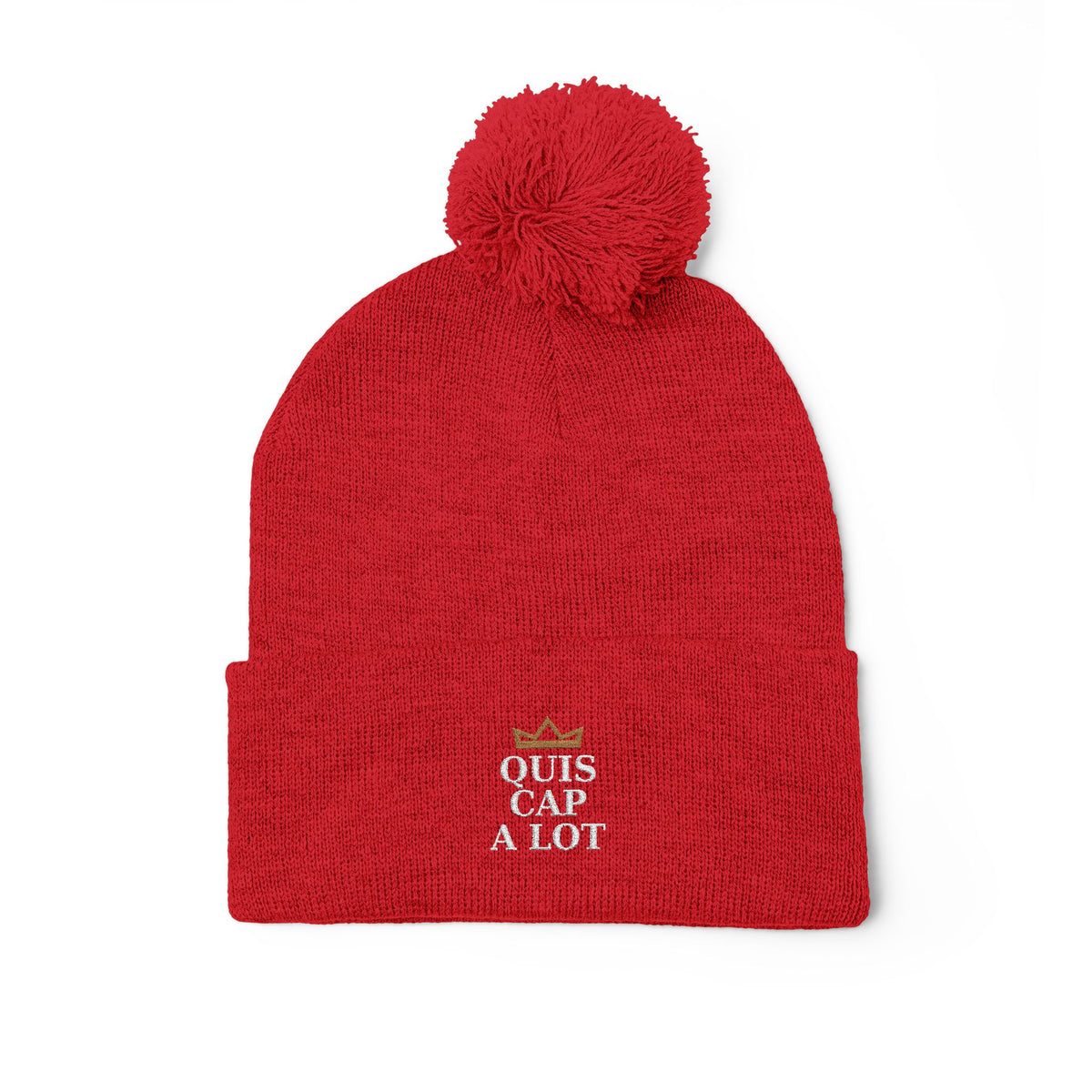 Embroidered Beanie — “Quis Cap A Lot” Crown Design