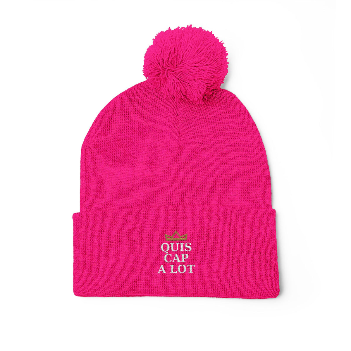 Embroidered Beanie — “Quis Cap A Lot” Crown Design