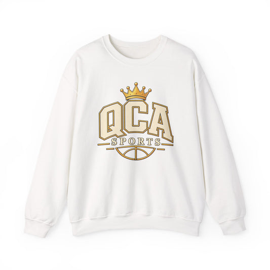 QCA Sports Crewneck Sweatshirt — 'Ques Cap A Lot' Gold Basketball Logo